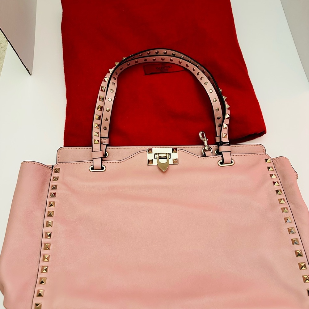 Brand New Valentino Garavani Leather Pink Studs Shoulder Bag with strap